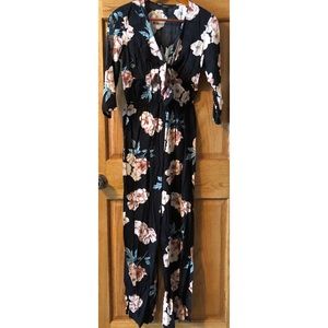 F21 Floral Midi Sleeve Jumpsuit